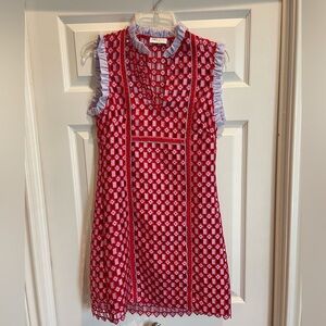 Sandro red and lilac pattern dress. Size 4